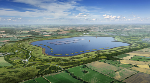 An illustration of the proposed new reservoir in Oxfordshire