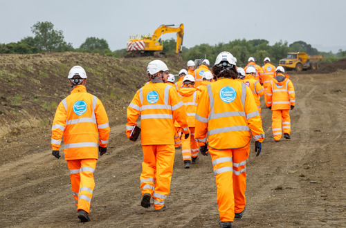 Visitors at Thames Water's trial embankments at the proposed reservoir site last year